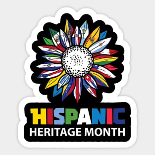 Hispanic Heritage Month Latino Counties Flags Sunflower Sticker